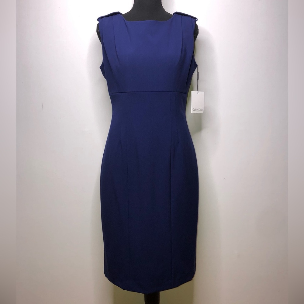 Calvin Klein Navy Blue Sleeveless Midi 4 Dress